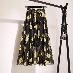 2026 Women's Natural Waist Casual Breathable Nonwoven <b>Chiffon</b> Mid-Calf <b>Skirt</b> Spring Summer - Product Image 1