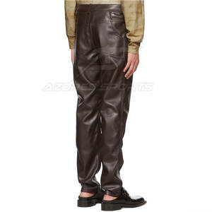 Pantalones de Moda para Hombre, de Cuero Genuino, Casuales, de Cintura Media, Corte Slim Fit, Pierna Recta, Ligeros, Ecológicos y Modernos - Product Image 3