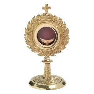 Nuevo Monstrario de Latón con Gema Roja y Detalles, Decorativo para Mesa, para Uso en Iglesias Católicas y Bodas - Product Image 1