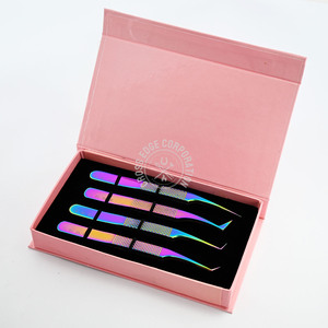 ขนตาปลอมหลายสีพร้อมแหนบต่อขนตาแบบหนีบทำจากเส้นใยแหนบต่อขนตาแบบปากีสถาน - Product Image 5