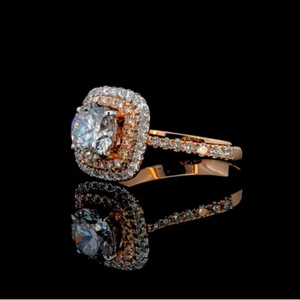 Anillo de Compromiso con Halo de Diamantes Cultivados en Laboratorio de 1 Quilate |   Oro Sólido de 14K |   Certificado por IGI - Product Image 1