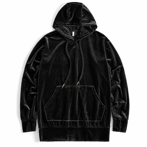 Men's <b>Velvet</b> Hooded Sweatshirt Solid Color Regular Fit Casual Autumn Wear Front Pocket Knitted Pullover Eco-Friendly 300g - Product Image 6