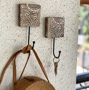 ไม้แขวนเสื้อไม้ทำมือแบบชั้นเดียวติดผนัง สำหรับแขวนเสื้อแจ็คเก็ต ผ้าเช็ดตัว และตะขอแขวนประตู - Product Image 4