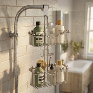 Organizador de Ducha de Acero Cepillado Hecho a Mano de 26 cm con Remate de Bola Kavach, Sin Tapas de Plástico, Decoración para Hogar/Hotel - Product Image 2