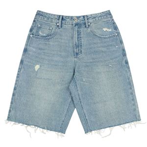 Shorts en jean baggy pour hommes, nouvelle tendance, longueur genou, effet usé, coupe slim, fermeture éclair, couleur unie, style été - Product Image 1