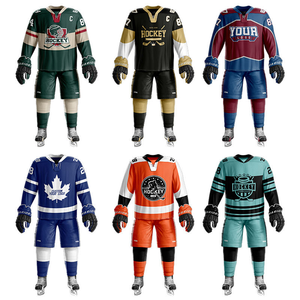 Custom Team Ice Hockey Jersey Men's Full Sleeve White Blue Striped Moisture Wicking Polyester Regular Fit Adult Apparel - Product Image 5