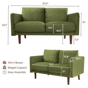 55.5\" Round Arm Velvet Loveseat for Apartment Living Room Sofas - Product Image 3