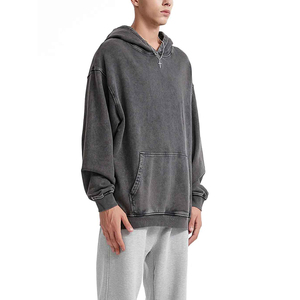 Sudadera con Capucha para Hombre, Lavado Ácido, Algodón Suave, Antiarrugas, Antipilling, Secado Rápido, Transpirable, Teñido Liso, Color Sólido, Otoño - Product Image 2