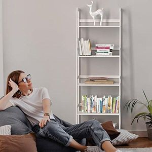 Libreria Moderna a 5 Ripiani in Bambù per Camera da Letto, Soggiorno, Ufficio - BC 238 Bianco - Product Image 2