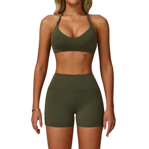 Conjunto Deportivo Transpirable de Alta Intensidad, Sujetador Deportivo sin Espalda, Alta Sujeción, Sin Costuras, Cómodo, Elástico y Suave, Sujetador Deportivo para Mujer, para Fitness, Entrenamiento y Yoga - Product Image 1