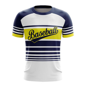 T-shirt de baseball d'équipe à manches courtes, design rayé, col rond, style sportif, respirant, logo imprimé par sublimation, directement de l'usine - Product Image 1