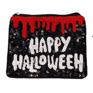 Magnifique et élégante pochette à monnaie de luxe neuve avec un design perlé Love, idéale pour les jours de match, les festivals, petit portefeuille, mini sac à fermeture éclair - Product Image 4