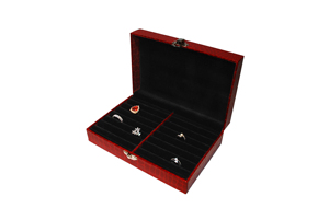 Boîte de rangement professionnelle rectangulaire à motif crocodile pour bagues, avec sept rangées et un design de rangement à douze fentes, 195x125x56mm - Product Image 2