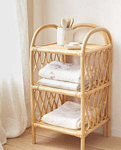 Étagère en rotin faite à la main de qualité supérieure, étagère de rangement portable, respectueuse de l'environnement, meubles décoratifs pour la salle de bain - Product Image 5