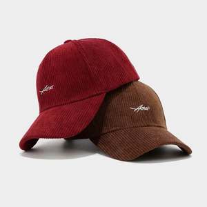 Gorra de béisbol coreana de pana con letras bordadas para hombre y mujer, nueva colección - Product Image 3