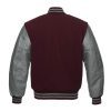 Custom <b>Men</b> Grey Wool Varsity <b>Jacket</b> with Black Leather Sleeves – Letterman Baseball <b>Jacket</b>, College Outerwear Manufacturer - Product Image 4