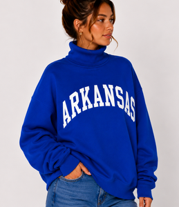 Sudadera Oversize de Cuello Alto para Mujer con Logo Personalizado Estampado Frontal 100% Algodón Felpa Manga Larga Otoño Invierno Tipo Pullover ODM Lavado - Product Image 5