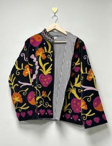 เสื้อแจ็คเก็ตปักลายซูซานีผ้ากำมะหยี่สีดำสไตล์โบฮีเมียน ลายดอกไม้ แขนยาว คอตั้ง เสื้อคลุมสำหรับผู้หญิงช่วงฤดูใบไม้ร่วง - Product Image 4