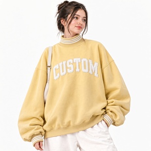 เสื้อสเวตเชิ้ตคอเต่าแบบกลับด้านได้ สีม่วงลาเวนเดอร์ สำหรับผู้หญิง พิมพ์โลโก้ตามสั่ง ผ้าฟลีซทรงโอเวอร์ไซส์ เหมาะสำหรับฤดูหนาว - Product Image 3