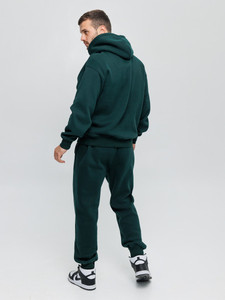 Dark Green Oversized Hoodie & <b>Jogger</b> Tracksuit <b>Set</b>. Fleece Hooded Sweatshirt & Pant. Streetwear <b>Matching</b> <b>Set</b>. OEM Manufacturer - Product Image 5