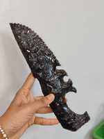 Couteau en obsidienne noire sculpté à la main par Rafay Gemstone, verre volcanique naturel, décoration spirituelle, présentoir de cristal, cadeau d'autel gothique
