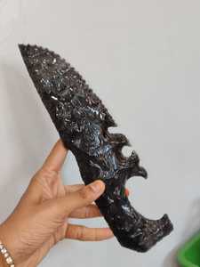 มีดหินออบซิเดียนสีดำแกะสลักด้วยมือจาก Rafay Gemstone ทำจากแก้วภูเขาไฟธรรมชาติ ของตกแต่งทางจิตวิญญาณ คริสตัลสำหรับตั้งโชว์ ของขวัญสำหรับแท่นบูชาแบบกอธิค - Product Image 2