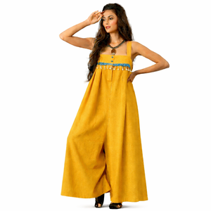 Mono sin mangas de cintura alta y pierna ancha para mujer, estilo casual de primavera, control de abdomen, 100% poliéster peinado, hecho en India. - Product Image 4