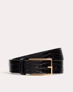 Ceinture en cuir à motif croco exclusif, fabriquée en Inde par Divine International - Product Image 1