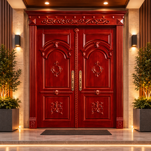 Puerta de Entrada Doble de Madera Sólida Moderna Golden Aero GA-04F, 50 mm de Grosor, Puerta Exterior Abatible Manual para Apartamento o Villa de Lujo - Product Image 4