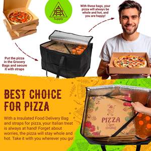 Sac de livraison isotherme noir robuste pour la restauration, 23 x 14,5 x 15 pouces, lot de 2, avec fermeture éclair supérieure, pour la livraison de repas et d'épicerie - Product Image 5