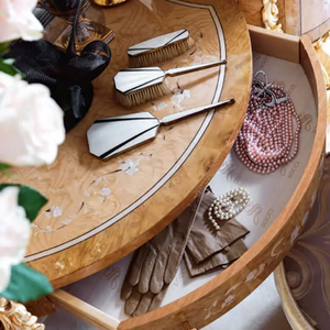 Classic Baroque Style Royal Dresser <b>Table</b> Mahogany Hand-Carved Gold Luxury <b>Vanity</b> <b>Table</b> <b>Mirror</b> Master for Bedroom Resort Villa - Product Image 3