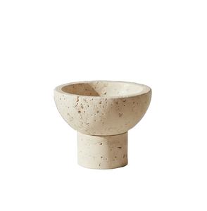 ชามตกแต่งหินทราเวอร์ทีนแบบมินิมอล ดีไซน์ทันสมัย ฐานทรงกระบอก สำหรับตกแต่งโต๊ะกลางสไตล์โมเดิร์น ขายดี ล่าสุด - Product Image 1