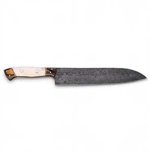 Couteau de chef artisanal en acier Damas de 8 pouces avec manche en os et bois, personnalisable OEM - Product Image 6