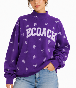 Custom Women's Heavyweight Mock Neck Sweatshirt 100% Cotton Oversized <b>Drop</b> Shoulder OEM Streetwear Supplier - Product Image 1