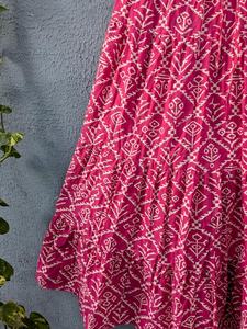 Casual <b>Elastic</b> <b>Waist</b> Women's Summer Dress Hand Block Printed Cotton Long Maxi <b>Skirt</b> with Floral Design Breathable Ethnic Wear - Product Image 3