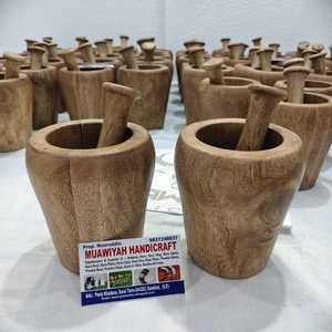High quality Wooden Mortar And Pestle <b>Set</b> Round Shape Natural Wood Spice Grinder Durable Herb & Garlic Crusher for <b>Kitchen</b> Use - Product Image 5