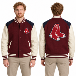 Blouson de baseball personnalisé style universitaire avec broderie, fermeture à boutons-pression, fabricant ODM, commandes en gros, marque privée, usine de vente en gros - Product Image 2