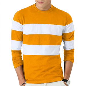 Men Long Sleeve Striped O Neck <b>T</b> <b>Shirt</b> Regular Fit Knitted Cotton Casual Blue <b>White</b> Patterned Breathable Design men blue <b>white</b> - Product Image 5