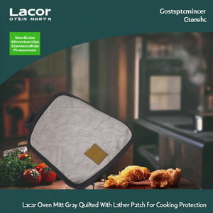 Gant de four Lacor gris matelassé avec patch en cuir pour la protection en cuisine - Product Image 3