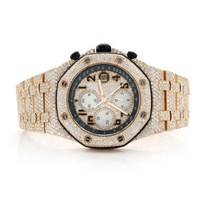 Reloj de Cuarzo Clásico Hip Hop para Hombre con Moissanita Iced Out y Diamantes VVS, Correa de Acero Inoxidable de 20mm y Cristal Revestido - Product Image 1