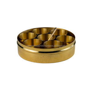 Contenedores de especias Masala Dani de latón con textura martillada más vendidos en diseños y tamaños impresionantes a precios asequibles - Product Image 6