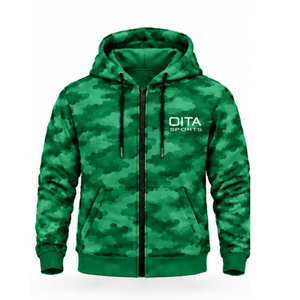 Conjunto Deportivo Unisex Verde Esmeralda Estampado, Sudadera con Cremallera Completa y Pantalones Jogger, Ropa Deportiva Personalizada, Informal, Transpirable, para Entrenamiento - Product Image 1