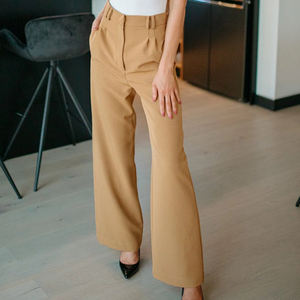 Pantalones Casuales de Algodón para Mujer, Color Sólido, Cintura Alta, Pierna Ancha, Largos y Holgados para Verano, Fabricante Chino 2026 - Product Image 2