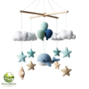 Móvil de Bebé de Ganchillo Hecho a Mano de Lujo, Decoración para Cuarto de Bebé con Marco de Madera, Diseño Personalizado para Regalos de Recién Nacido - Product Image 3