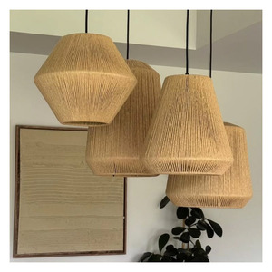 Lámpara Colgante de Yute Ecológica, Lámpara de Techo Tejida de Cuerda de Cáñamo, Estilo Boho Moderno, para Cafetería y Hotel - Product Image 1