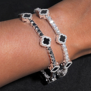 Pulsera de tenis de lujo unisex con diamantes cultivados en laboratorio, chapada en plata 925, certificada por IGI, de 3 mm, estilo Hip Hop, con diseño de trébol, de RAMDUT IMPEX - Product Image 3