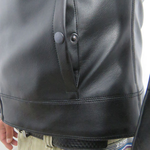 Veste de moto en cuir véritable noir à manches longues avec fermeture éclair et col montant pour femme, style motard, pour l'automne - Product Image 4