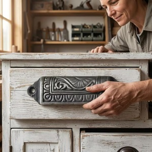 Poignée de tiroir réglable en fonte traditionnelle avec design industriel et détails ornés pour cuisine, maison, bureau, commode - Product Image 2