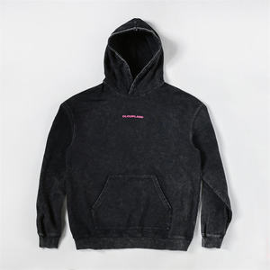 Sudadera con Capucha Negra Lavada para Hombre Cloudland, Corte Regular, Felpa Francesa, Diseño con Bolsillo, Ropa Casual de Otoño - Product Image 1