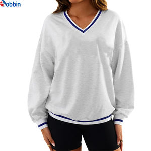 Sweat-shirt à col en V imprimé et brodé avec logo personnalisé, pour femme, décontracté, à manches longues, coupe ample, streetwear, parmi les plus vendus - Product Image 1